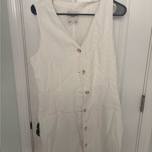 Abercrombie & Fitch Cream Button-Front Sleeveless Midi Dress
